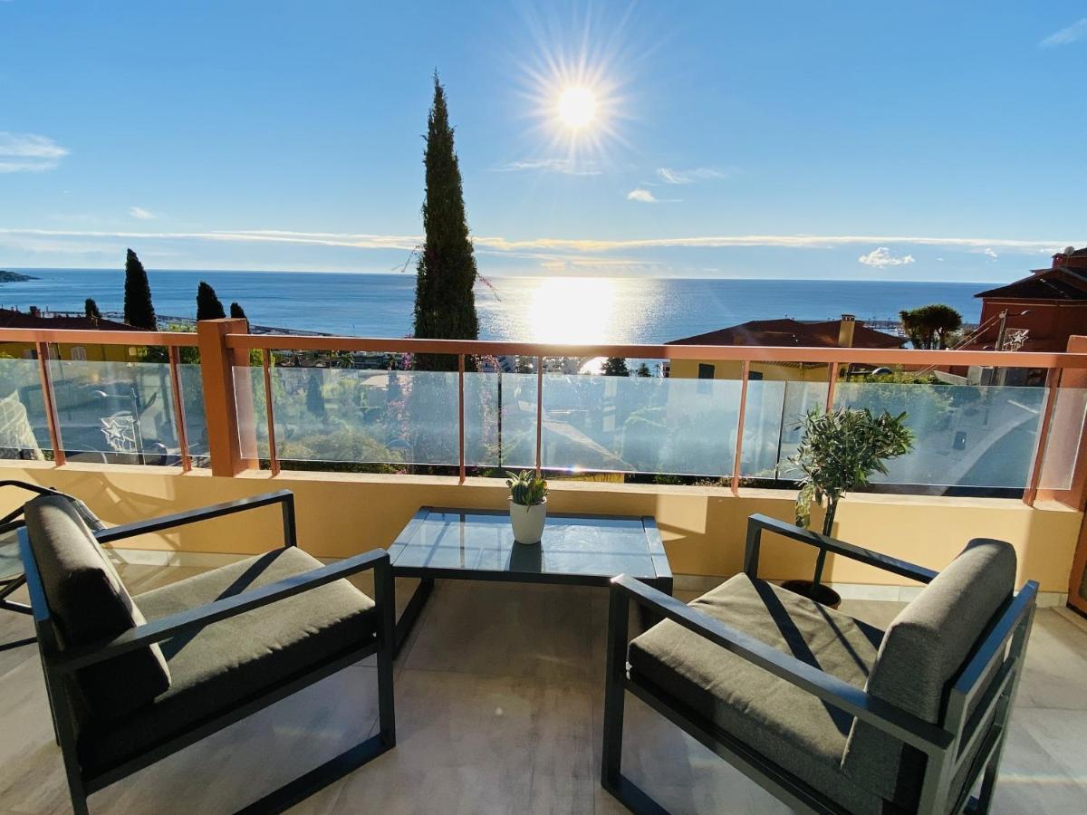 מנטון Le Vigia-Vue Mer-Terrasse-Climatisation-Parking מראה חיצוני תמונה