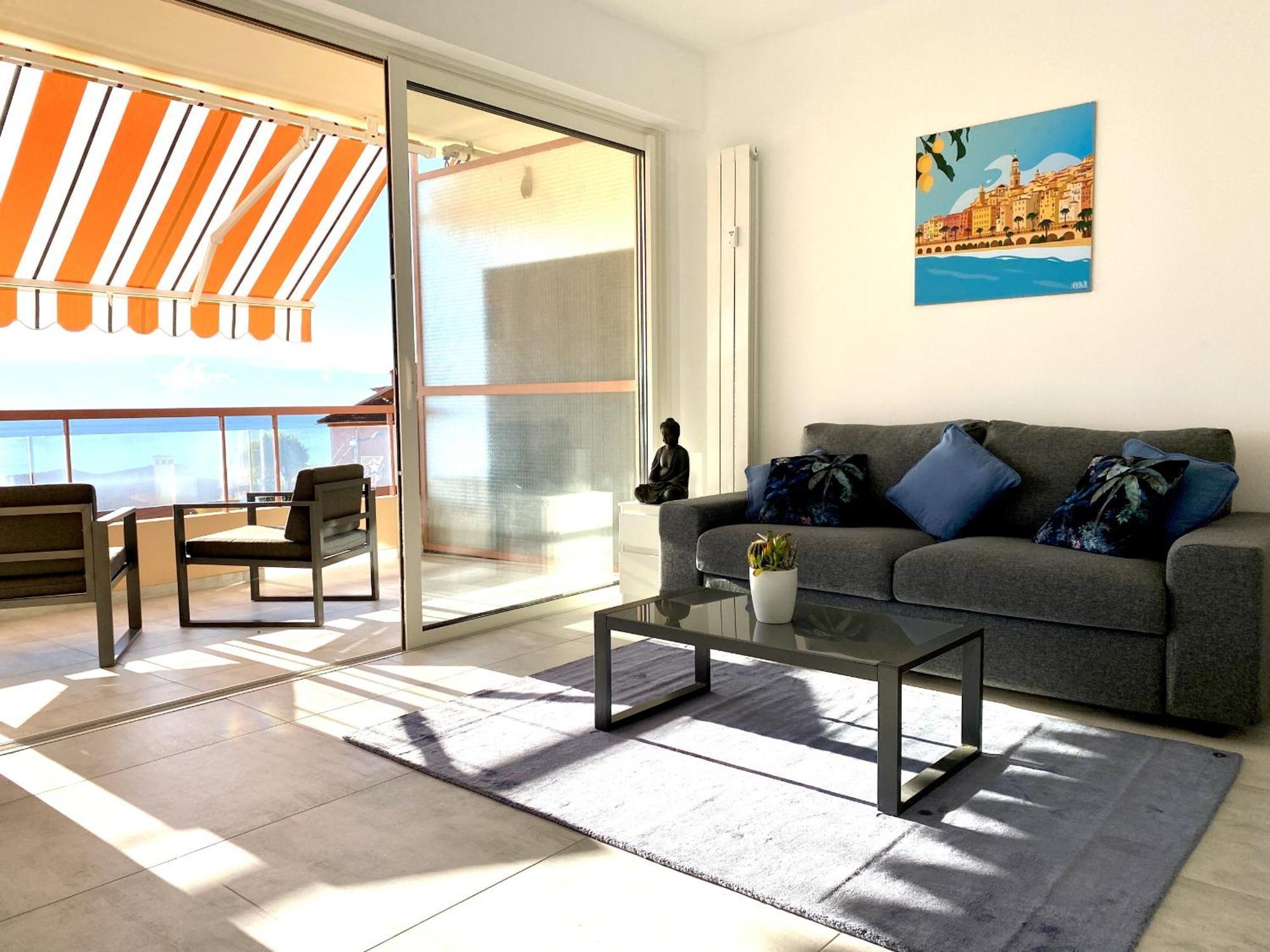 מנטון Le Vigia-Vue Mer-Terrasse-Climatisation-Parking חדר תמונה